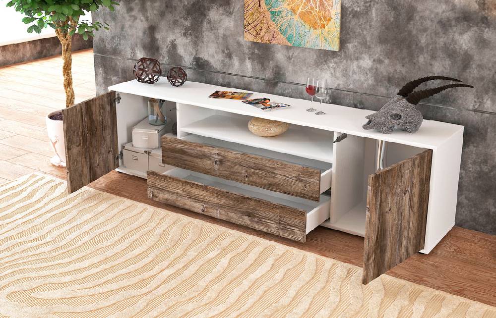 Stil Zeit Möbel Lowboard Armanda, Eiche (180x49x35cm) Exklusive Angebote