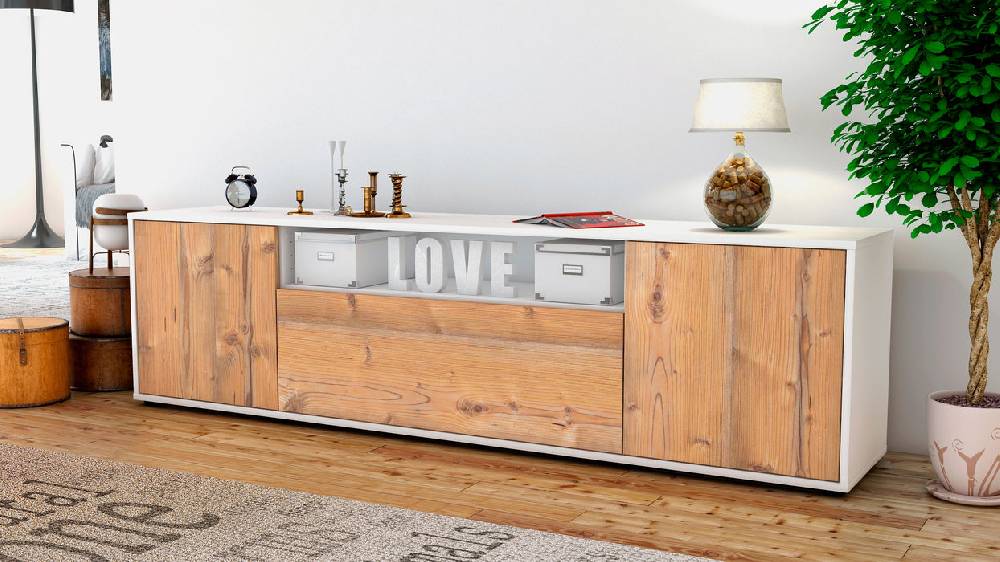 Stil Zeit Möbel Lowboard Ariana, Pinie (180x49x35cm) Blitzangebot