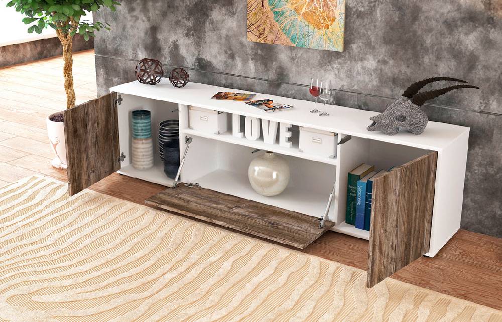 Stil Zeit Möbel Lowboard Ariana, Eiche (180x49x35cm) Große Rabatte