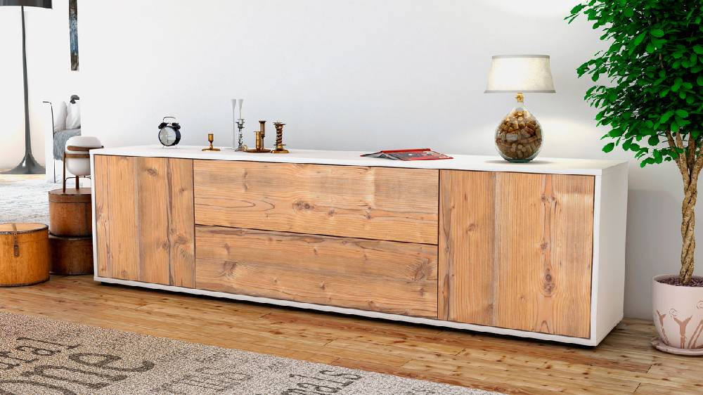 Stil Zeit Möbel Lowboard Aquilina, Pinie (180x49x35cm) Neuheiten