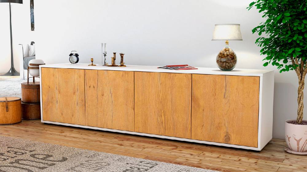 Stil Zeit Möbel Lowboard Antonia, Eiche (180x49x35cm) Bestseller