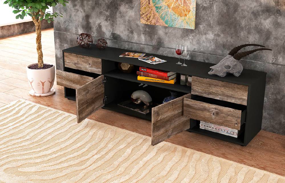 Stil Zeit Möbel Lowboard Barbara, Eiche (180x49x35cm) Saisonale Angebote