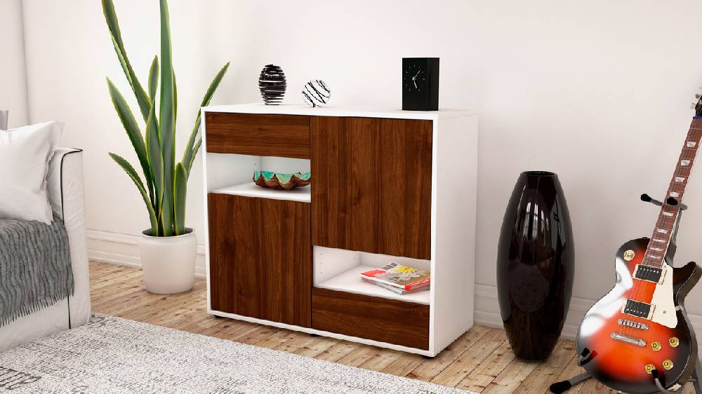 Stil Zeit Möbel Sideboard Carmelina, Walnuss (92x79x35cm) Riesige Ersparnisse