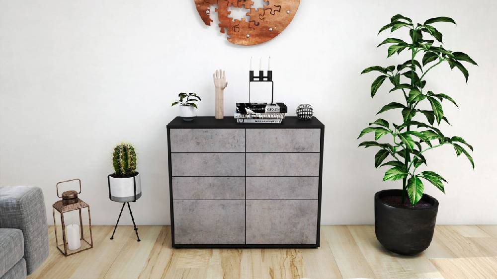 Stil Zeit Möbel Sideboard Celeste, Beton (92x79x35cm) Super Sparpreis