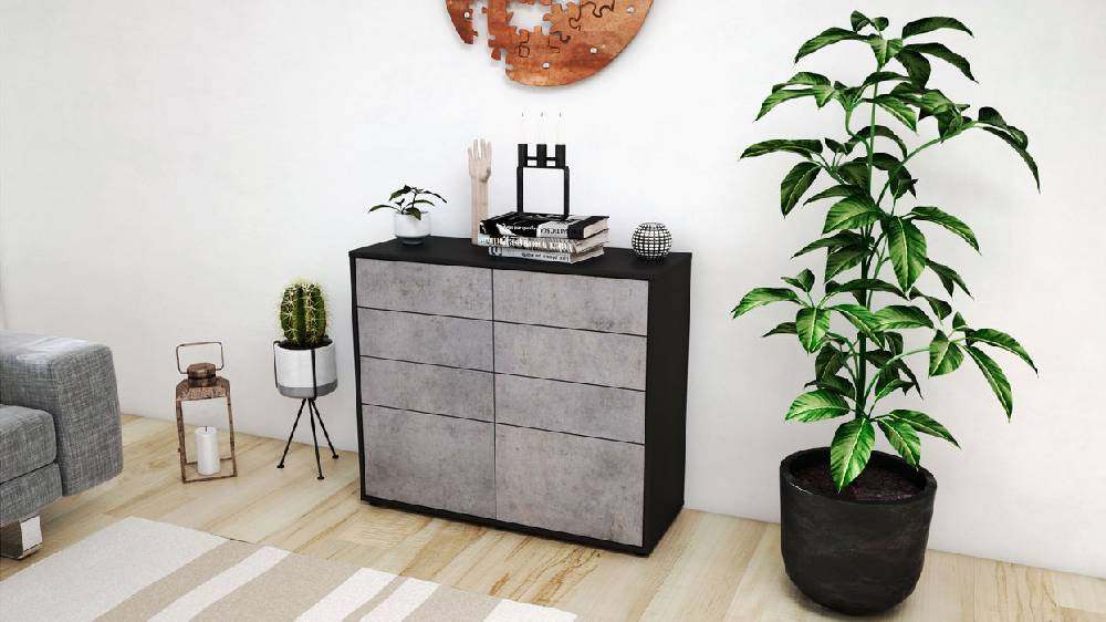 Stil Zeit Möbel Sideboard Celeste, Beton (92x79x35cm) Super Sparpreis