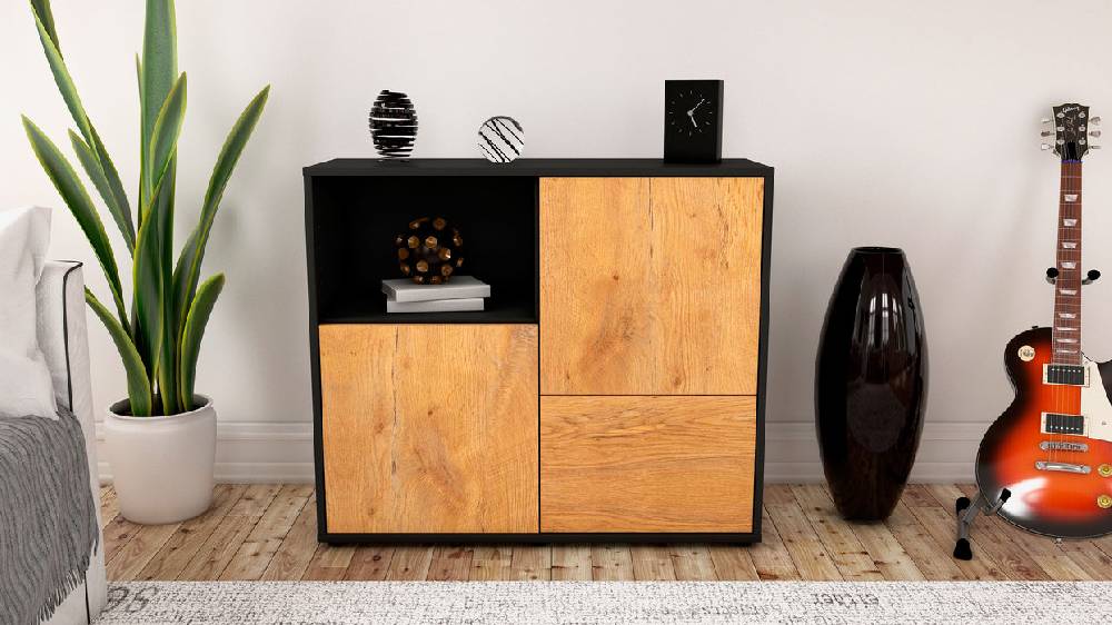 Stil Zeit Möbel Sideboard Carina, Eiche (92x79x35cm) Kostenlose Rückgabe