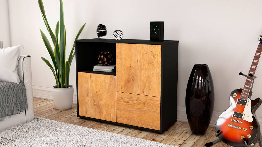 Stil Zeit Möbel Sideboard Carina, Eiche (92x79x35cm) Kostenlose Rückgabe