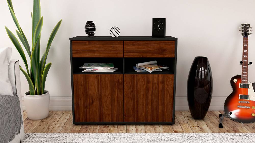 Stil Zeit Möbel Sideboard Bruna, Walnuss (92x79x35cm) Begrenzte Freigabe