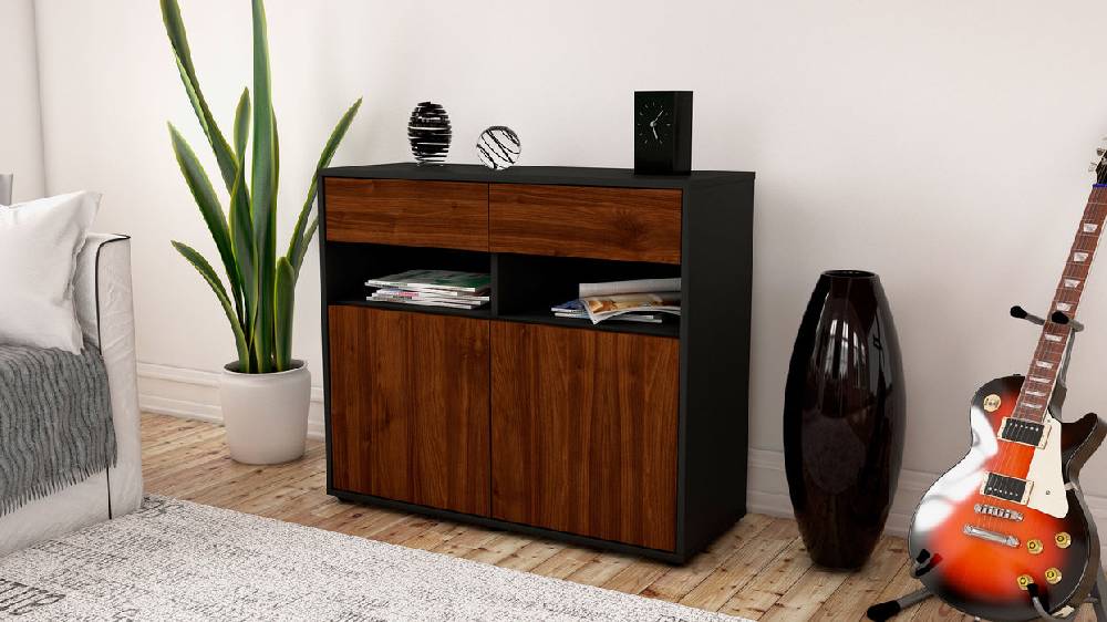 Stil Zeit Möbel Sideboard Bruna, Walnuss (92x79x35cm) Begrenzte Freigabe