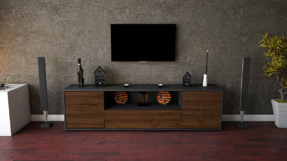 Stil Zeit Möbel Lowboard Biggi, Walnuss (180x49x35cm) Nur für heute