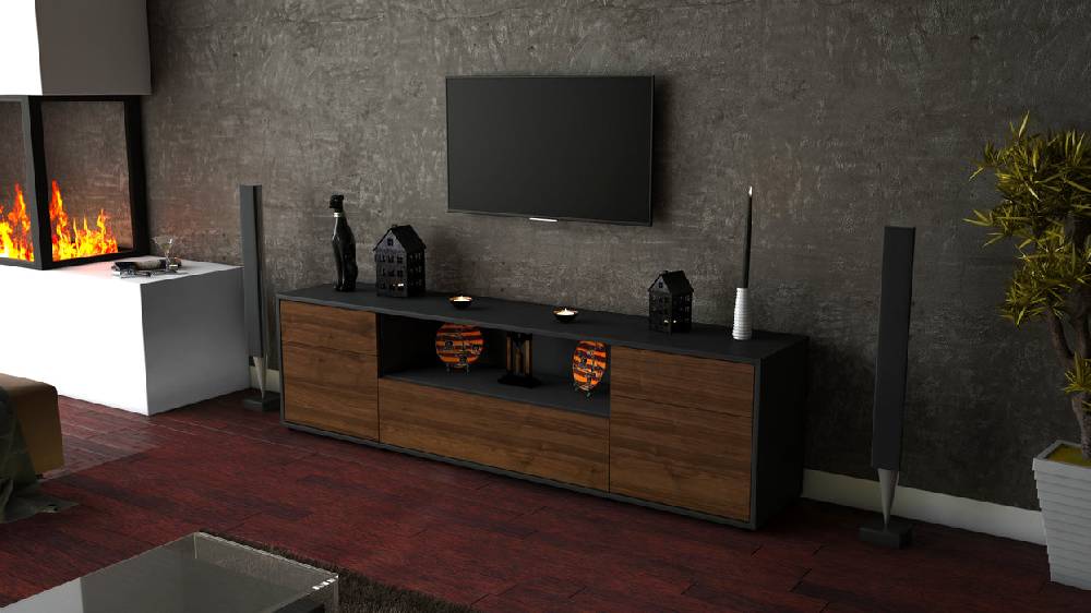 Stil Zeit Möbel Lowboard Biggi, Walnuss (180x49x35cm) Nur für heute