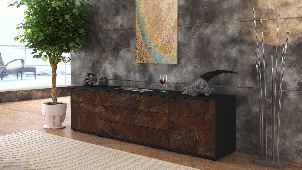 Stil Zeit Möbel Lowboard Benita, Rost (180x49x35cm) Bis zu 55% Rabatt