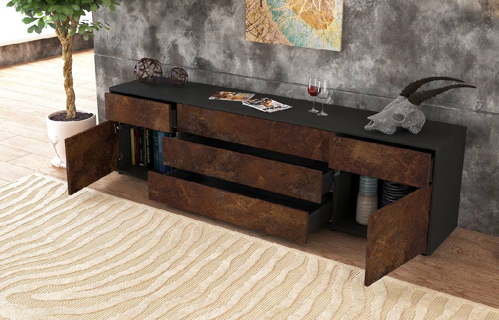 Stil Zeit Möbel Lowboard Benita, Rost (180x49x35cm) Bis zu 55% Rabatt