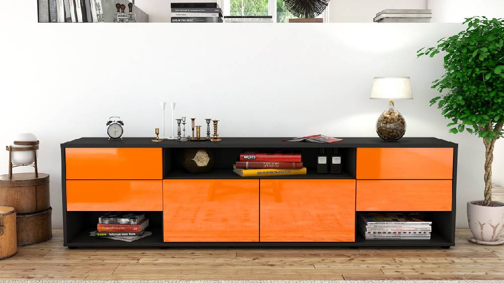 Stil Zeit Möbel Lowboard Barbara, Orange (180x49x35cm) Nur noch ein Tag übrig