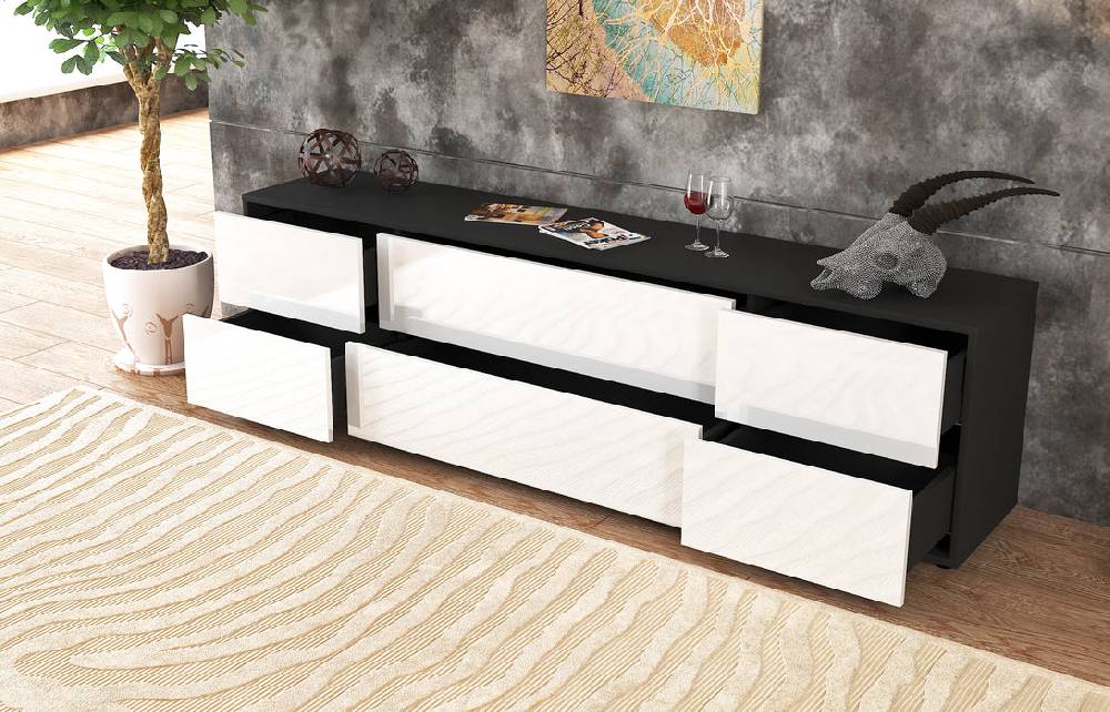 Stil Zeit Möbel Lowboard Assunta, Grau (180x49x35cm) Super Rabatt