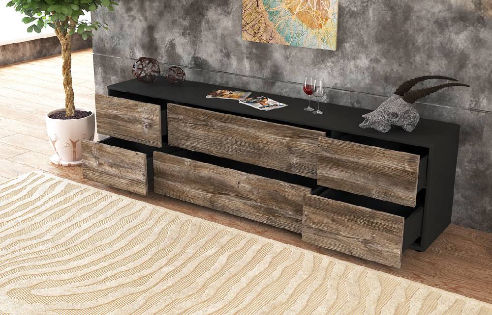 Stil Zeit Möbel Lowboard Assunta, Eiche (180x49x35cm) Riesige Rabatte