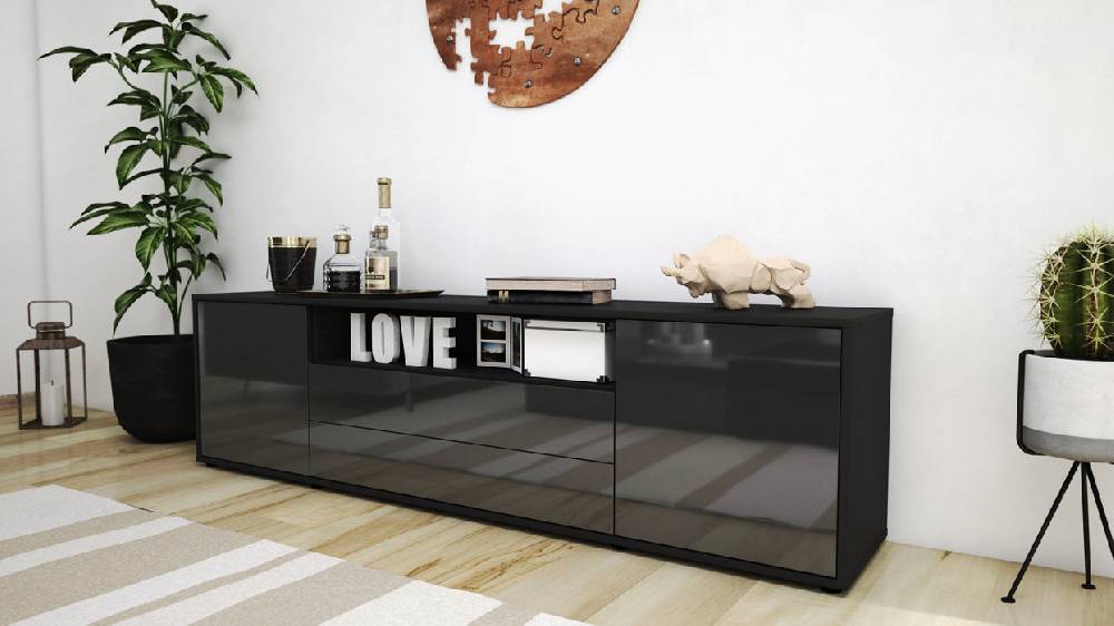 Stil Zeit Möbel Lowboard Armanda, Grau (180x49x35cm) Clearance-Verkauf