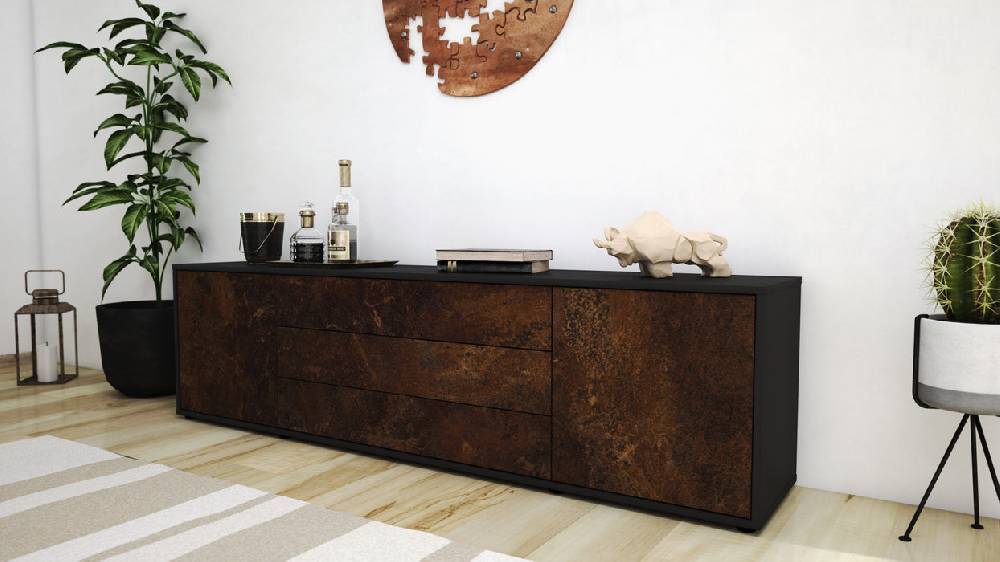 Stil Zeit Möbel Lowboard Ariella, Rost (180x49x35cm) Fabrikladen