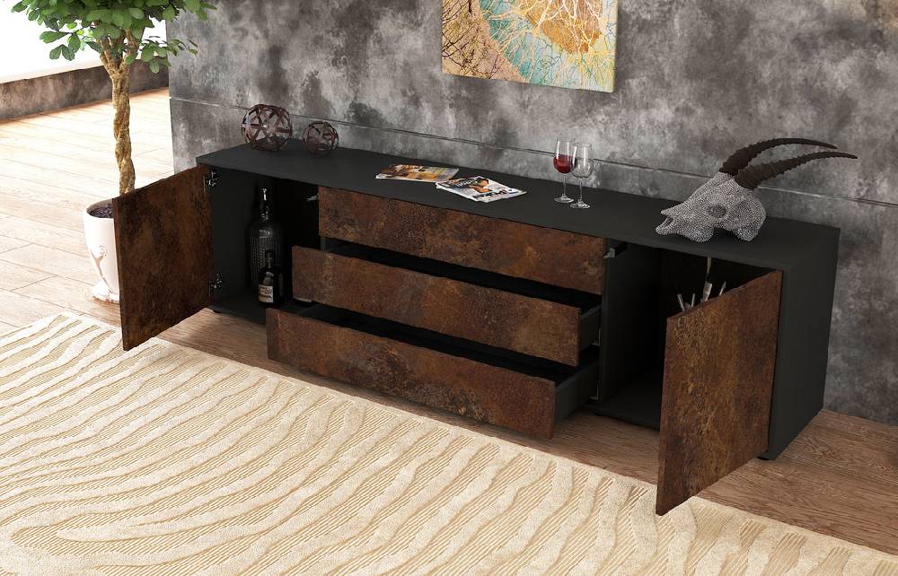 Stil Zeit Möbel Lowboard Ariella, Rost (180x49x35cm) Fabrikladen