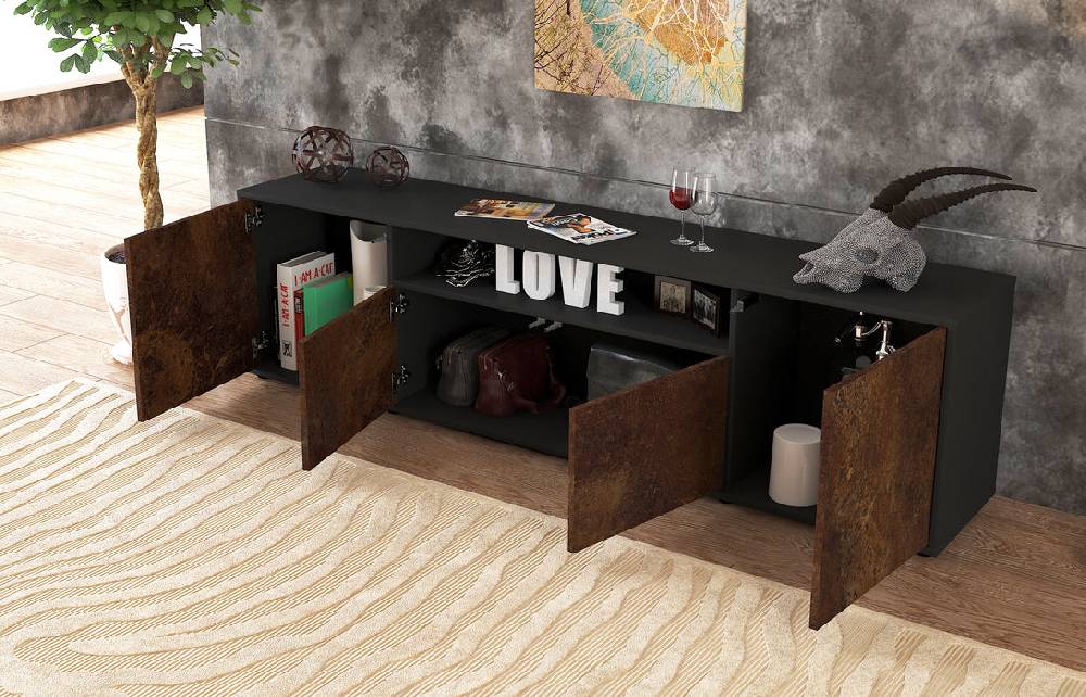 Stil Zeit Möbel Lowboard Arianna, Rost (180x49x35cm) Begrenzt auf 3 Tage