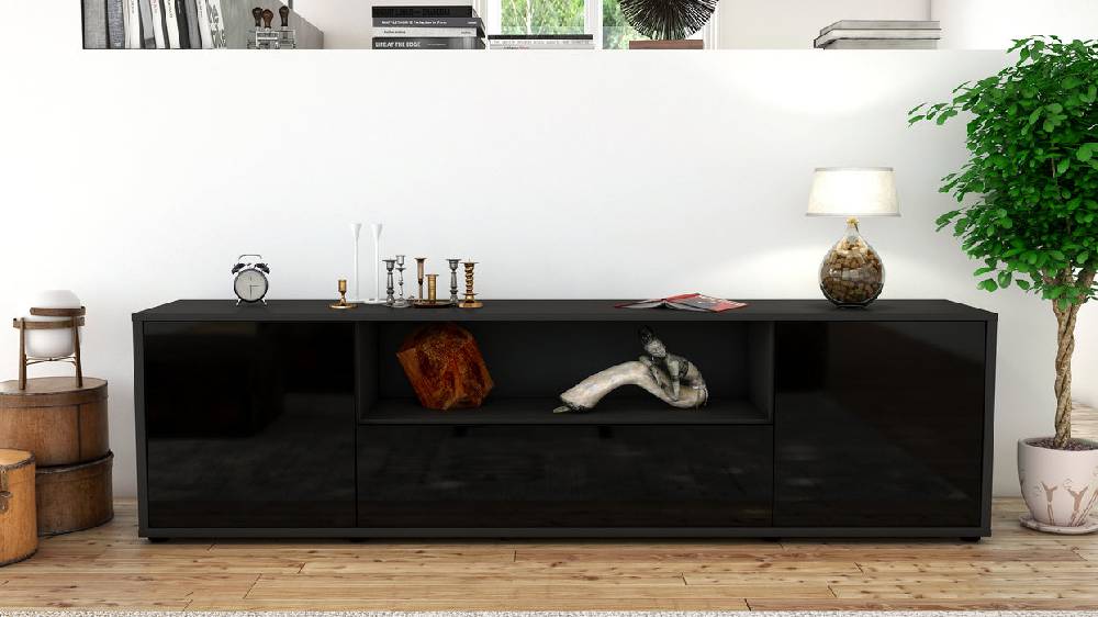 Stil Zeit Möbel Lowboard Arbnora, Schwarz (180x49x35cm) Speichern exportieren