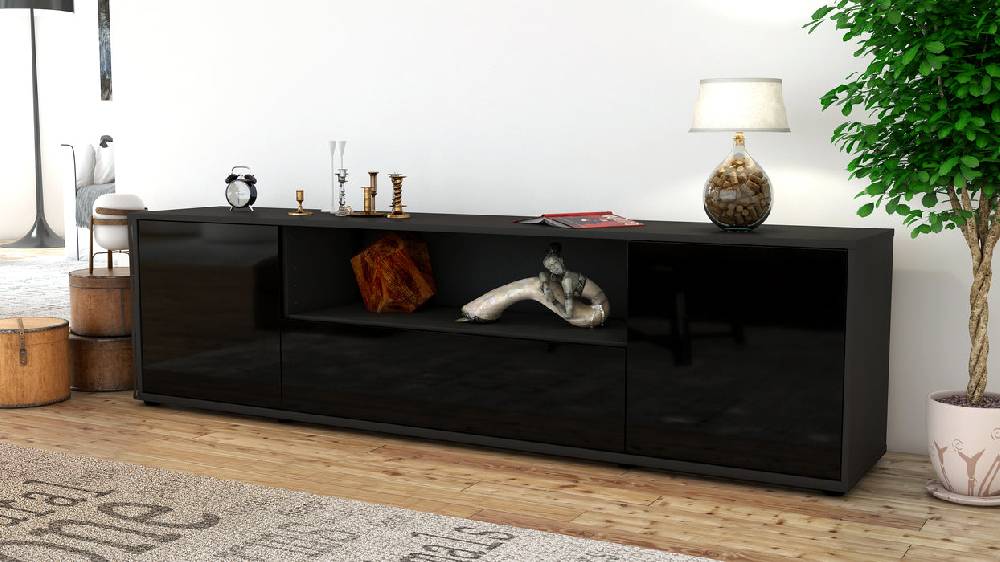 Stil Zeit Möbel Lowboard Arbnora, Schwarz (180x49x35cm) Speichern exportieren