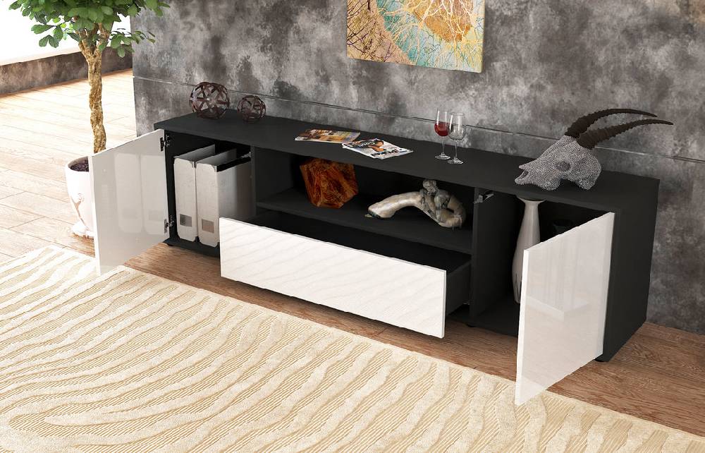 Stil Zeit Möbel Lowboard Arbnora, Schwarz (180x49x35cm) Speichern exportieren