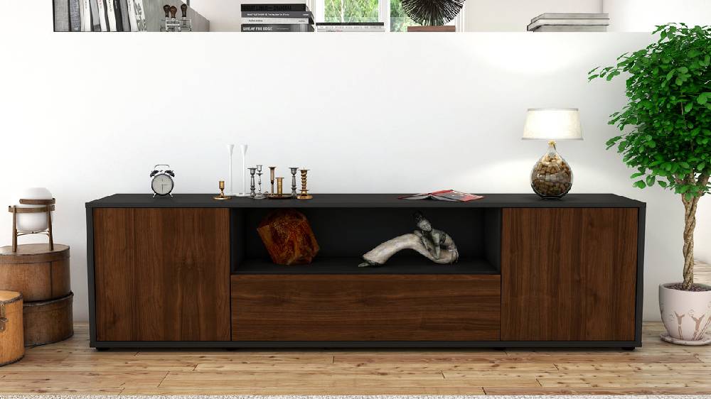Stil Zeit Möbel Lowboard Arbnora, Walnuss (180x49x35cm) Im Verkauf