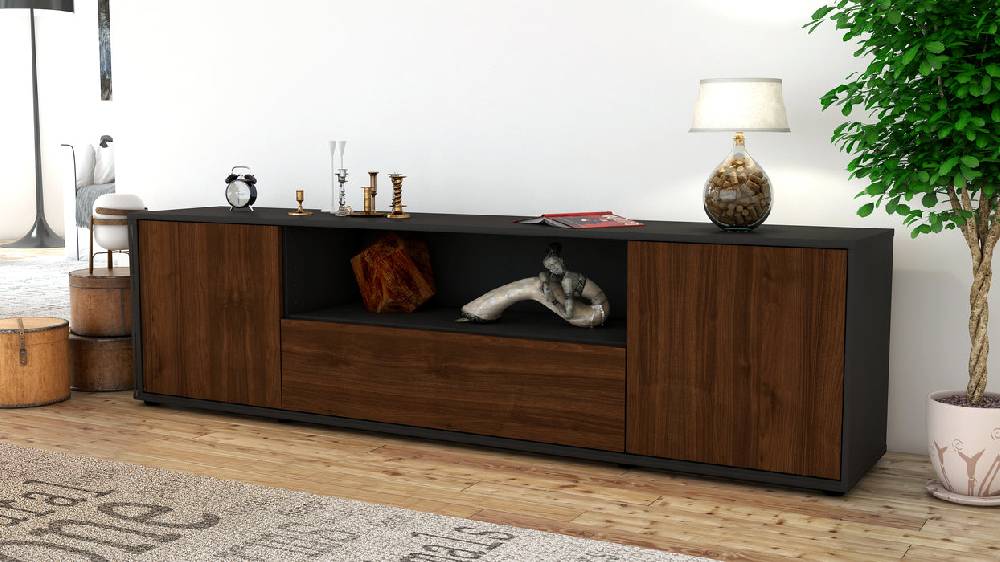 Stil Zeit Möbel Lowboard Arbnora, Walnuss (180x49x35cm) Im Verkauf