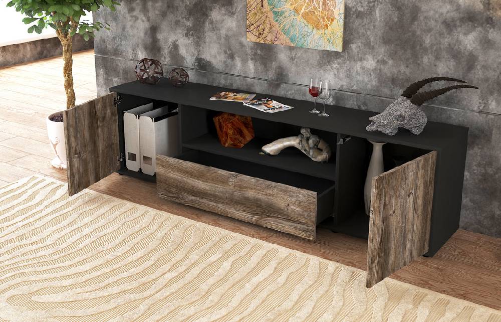 Stil Zeit Möbel Lowboard Arbnora, Walnuss (180x49x35cm) Im Verkauf