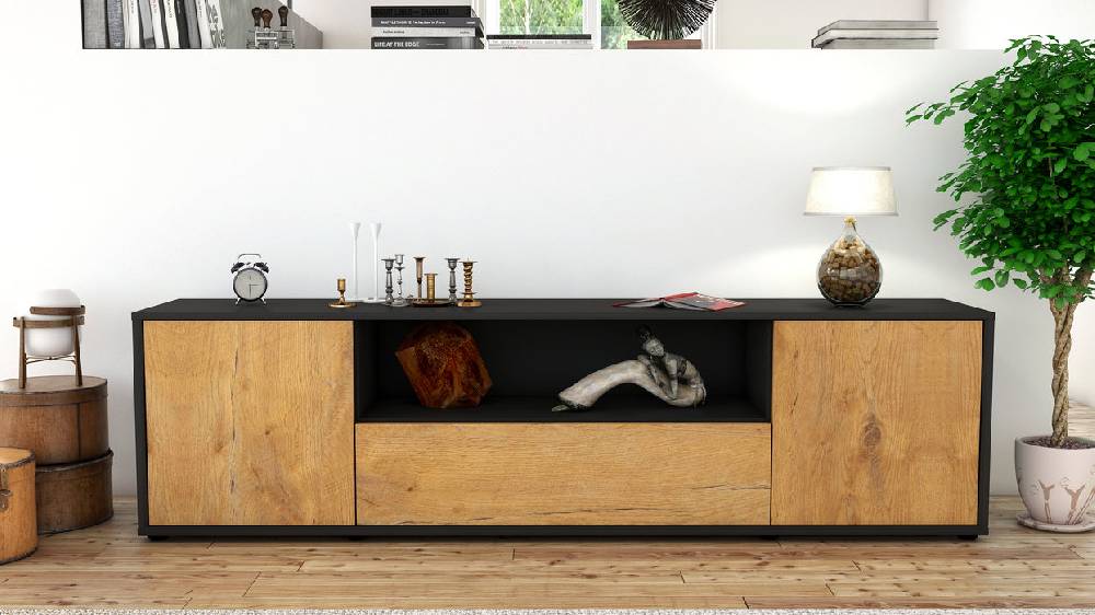 Stil Zeit Möbel Lowboard Arbnora, Eiche (180x49x35cm) zollfrei