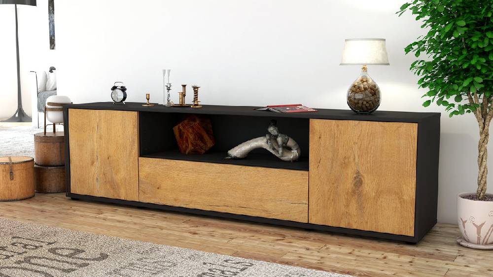 Stil Zeit Möbel Lowboard Arbnora, Eiche (180x49x35cm) zollfrei