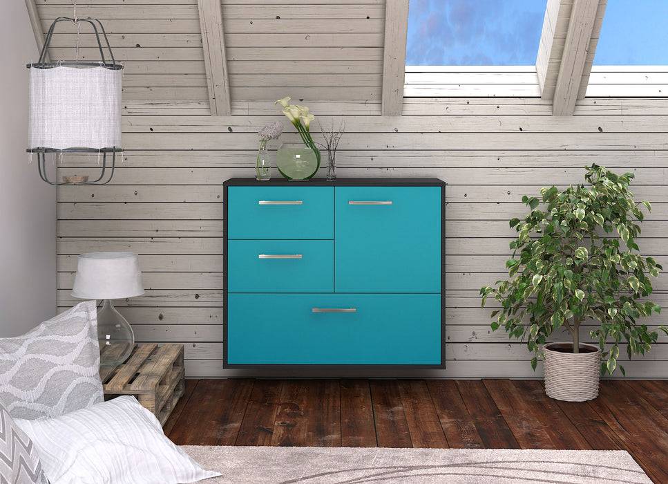 Stil Zeit Möbel Sideboard Rancho Cucamonga, Java, hängend mit Griffen (92x79x35cm) Online