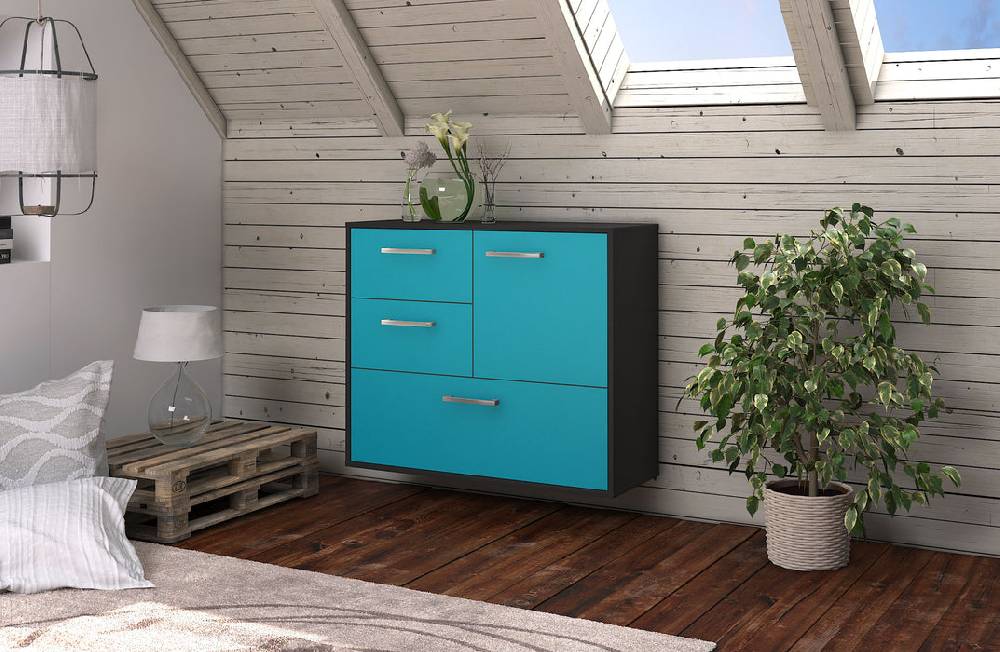 Stil Zeit Möbel Sideboard Rancho Cucamonga, Java, hängend mit Griffen (92x79x35cm) Online