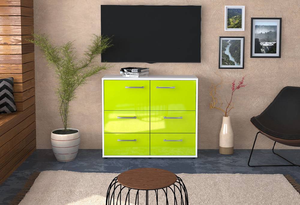 Stil Zeit Möbel Sideboard Dana, Grün mit Griffen (92x79x35cm) Outlet