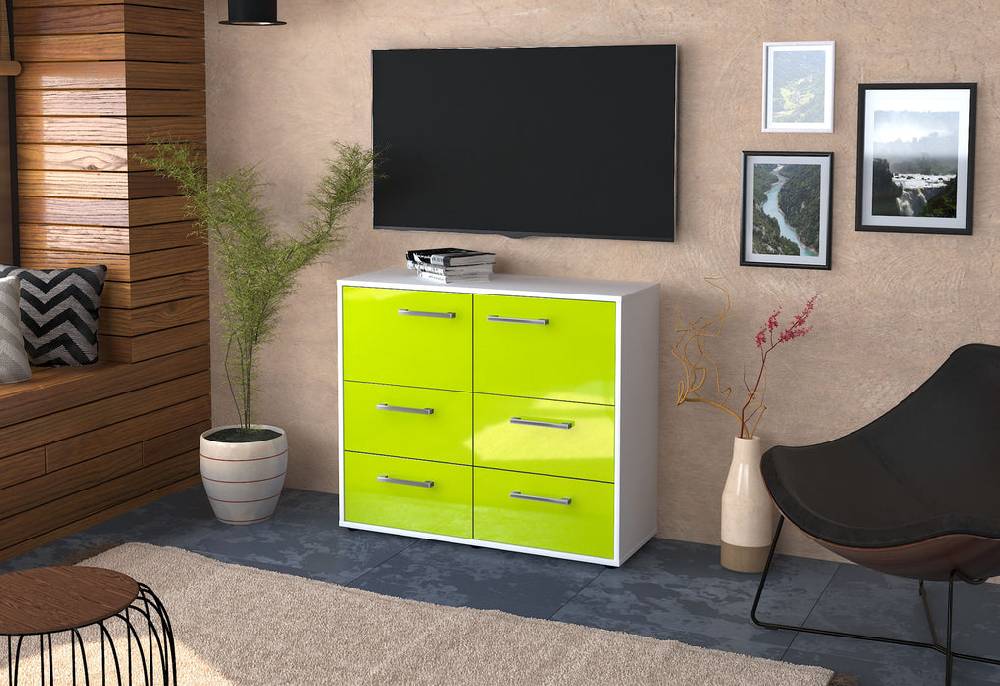 Stil Zeit Möbel Sideboard Dana, Grün mit Griffen (92x79x35cm) Outlet