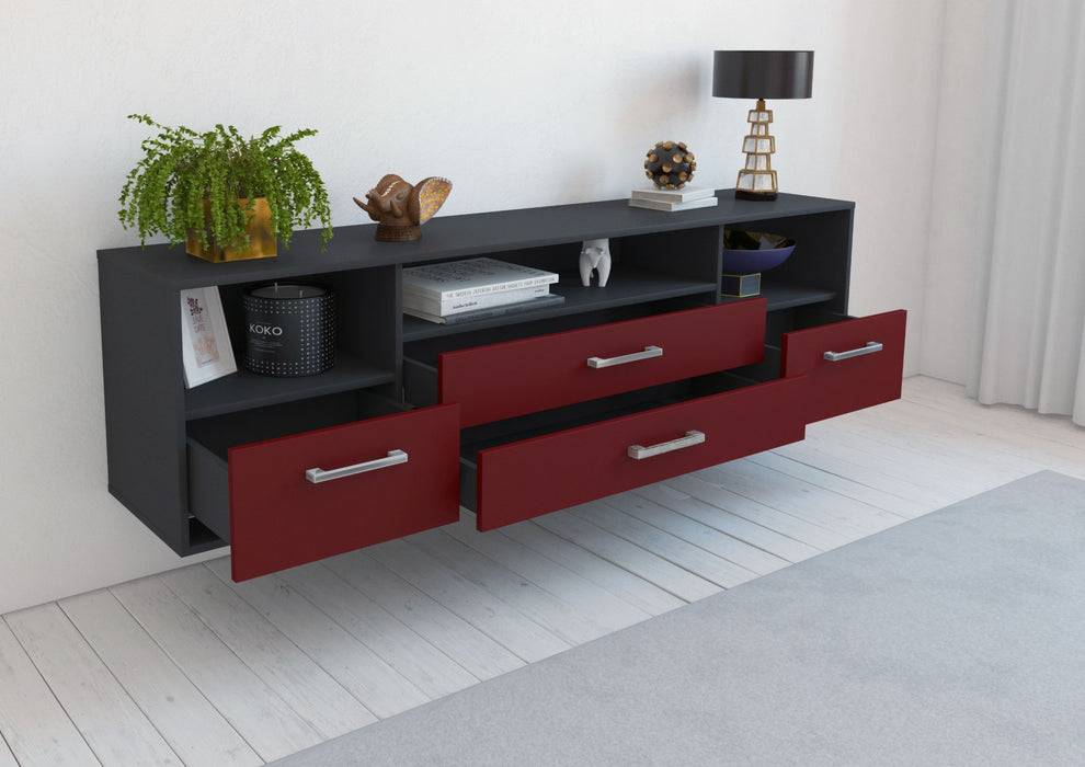 Stil Zeit Möbel Lowboard Henderson, Bordeaux mit Griffen (180x49x35cm) Verkauf