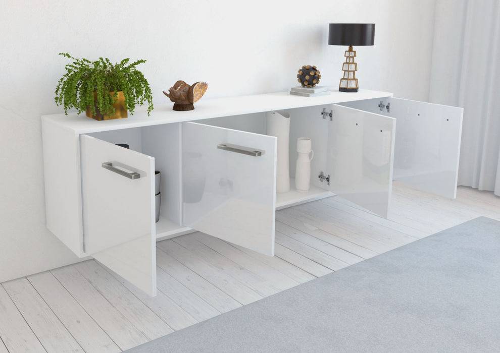 Stil Zeit Möbel Lowboard Anaheim, Weiß mit Griffen (180x49x35cm) Angebote