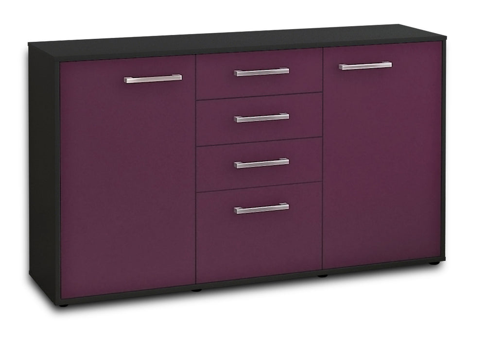 Stil Zeit Möbel Sideboard Donatella, Lila mit Griffen (136x79x35cm) Schlussverkauf