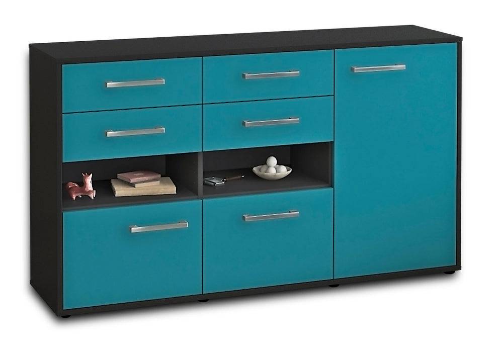 Stil Zeit Möbel Sideboard Domi, Tuerkis mit Griffen (136x79x35cm) Günstiger Verkauf