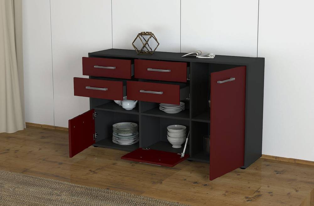Stil Zeit Möbel Sideboard Domi, Tuerkis mit Griffen (136x79x35cm) Günstiger Verkauf