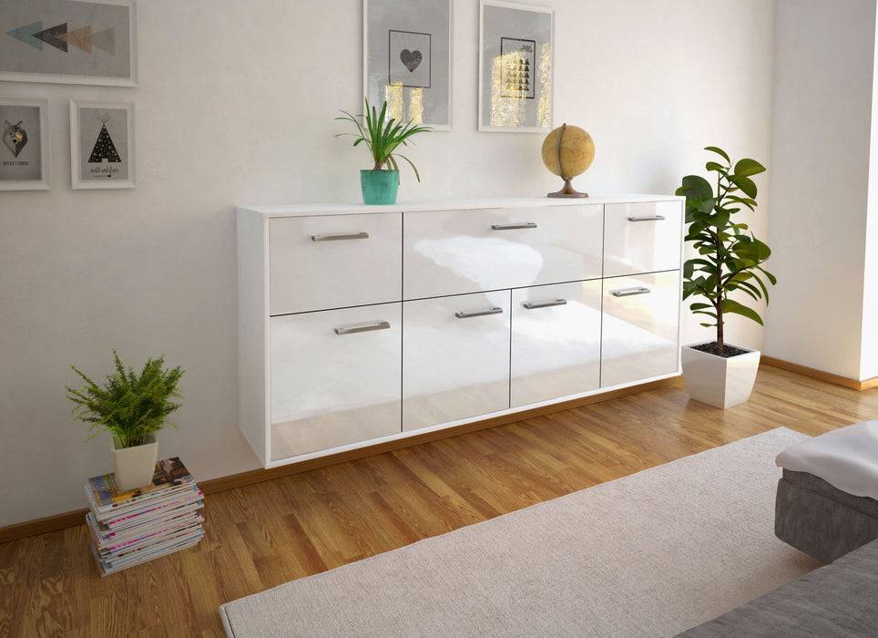 Stil Zeit Möbel Sideboard Roseville, Weiß mit Griffen, hängend (180x79x35cm) Blitzverkäufe