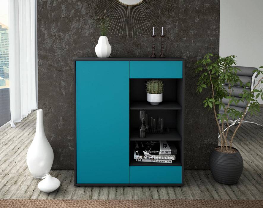 Stil Zeit Möbel Highboard Luana ,Türkis (92x108x35cm) Limitierter Zeitrabatt