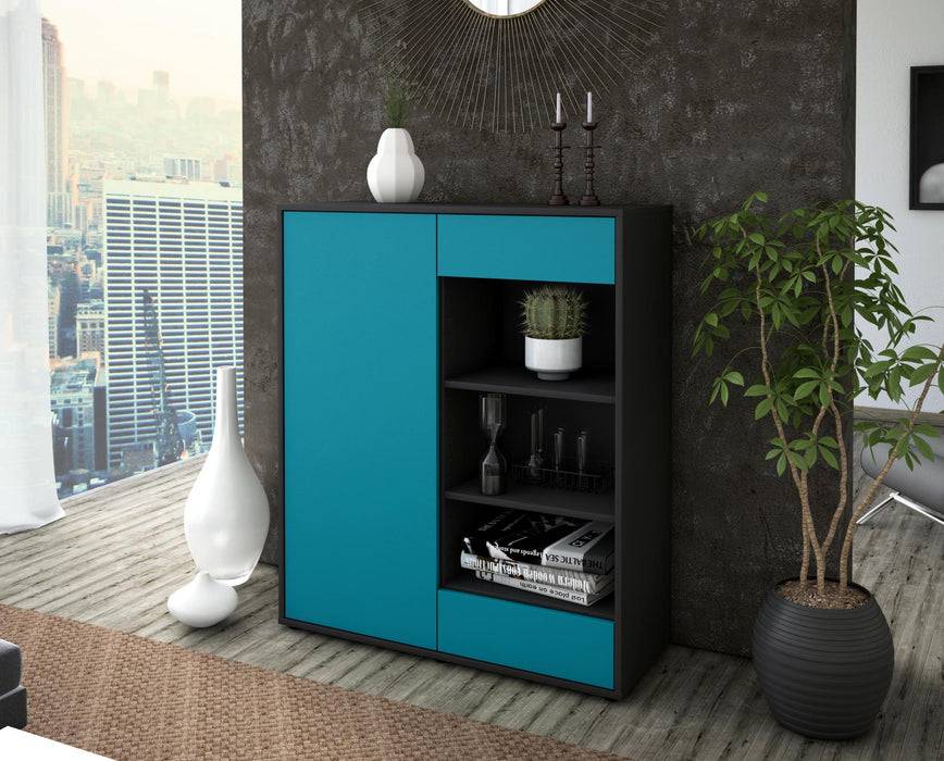 Stil Zeit Möbel Highboard Luana ,Türkis (92x108x35cm) Limitierter Zeitrabatt