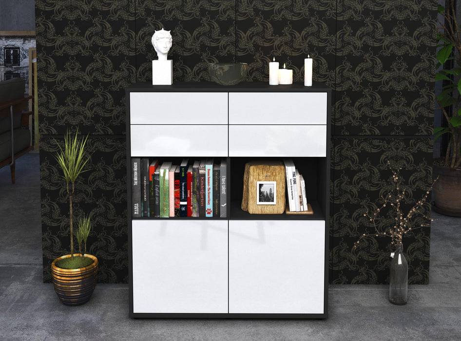 Stil Zeit Möbel Highboard Joelina ,Weiß (92x108x35cm) Begrenztes Angebot