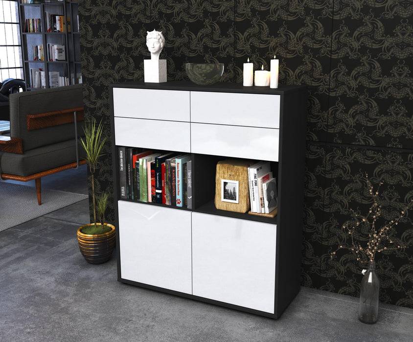 Stil Zeit Möbel Highboard Joelina ,Weiß (92x108x35cm) Begrenztes Angebot