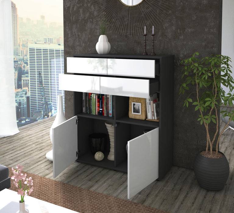 Stil Zeit Möbel Highboard Joelina ,Weiß (92x108x35cm) Begrenztes Angebot