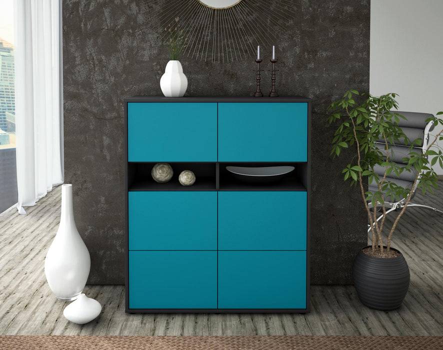 Stil Zeit Möbel Highboard Jasmin ,Türkis (92x108x35cm) Online Shopping