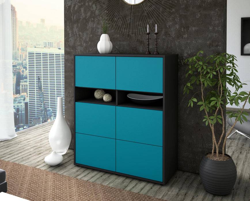 Stil Zeit Möbel Highboard Jasmin ,Türkis (92x108x35cm) Online Shopping