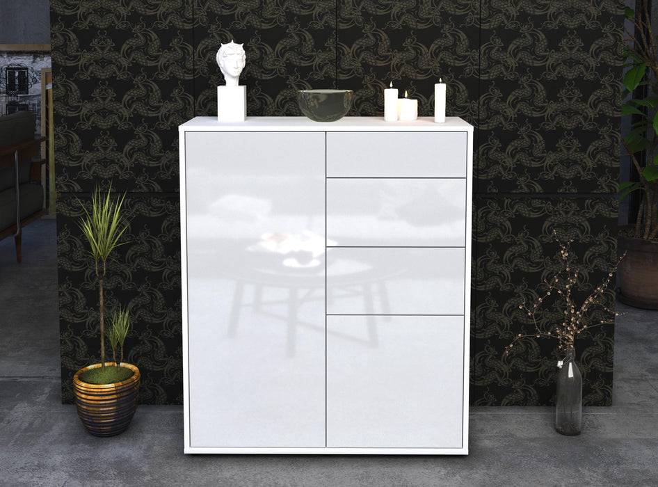 Stil Zeit Möbel Highboard Linda ,Weiß (92x108x35cm) Weihnachtsangebot